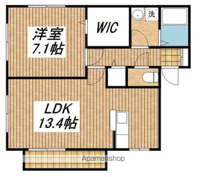 東京都福生市大字熊川[1LDK/48m2]の間取図