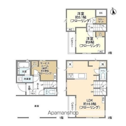 東京都杉並区下高井戸１丁目[2SLDK/73.74m2]の間取図