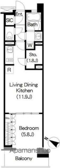 Ｂｒｉｌｌｉａ　ｉｓｔ　三軒茶屋　アイビーテラス[1LDK/45.27m2]の間取図