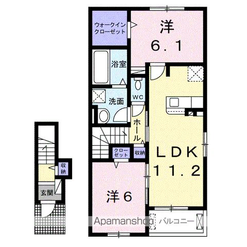 【和歌山市府中のアパートの間取り】