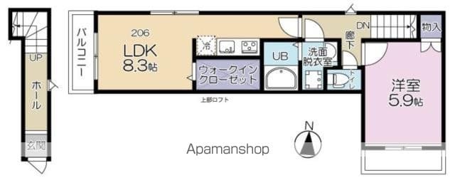Ｇｒｅｅｎ　Ｔｉｅｓ　石神井台[1LDK/42.5m2]の間取図