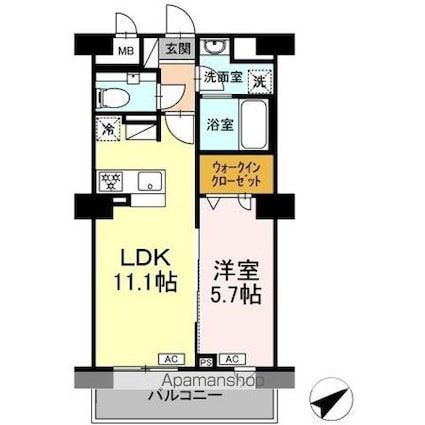 リュミエール千種[1LDK/41.24m2]の間取図