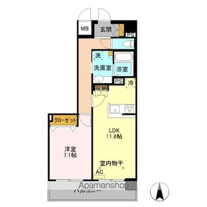 ＶＩＬＬＡ　Ｄ’ＥＳＴ　ＯＨＴＥ（ヴィラデスト大手）[1LDK/50.8m2]の間取図