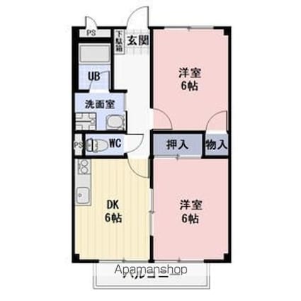 ストーク稲葉Ａ[2DK/44.72m2]の間取図