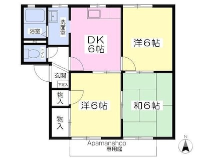 フレグランス本窪Ａ棟[3DK/50.8m2]の間取図