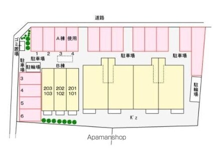 Ｋ’ｚ　Ｂ[1K/24.57m2]の配置図