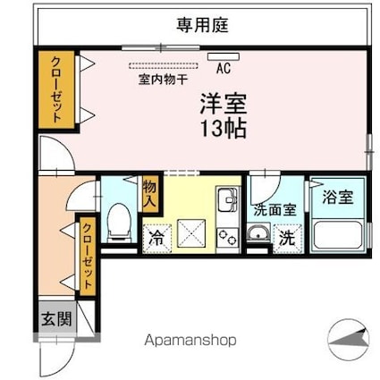 リビングタウン宮の町　Ａ棟[1R/36m2]の間取図