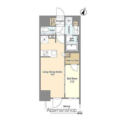 オーパスレジデンス千葉駅前[1LDK/32.8m2]の間取図