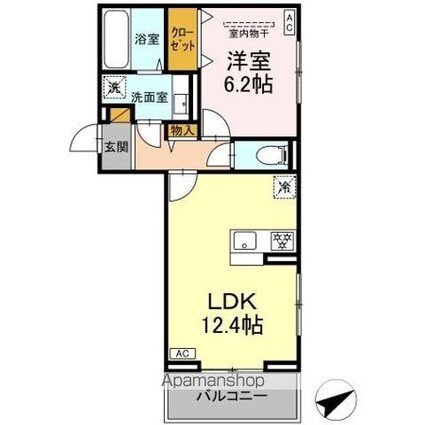 Ｎ・ＤーＲＯＯＭ　ＩＩＤＡＣＨＯＵ　Ｂ棟[1LDK/45.43m2]の間取図