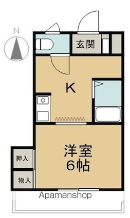 長野県長野市上松３丁目[1K/24.75m2]の間取図