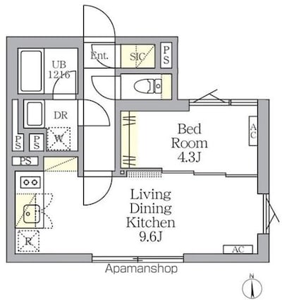 東京都中野区弥生町２丁目[1LDK/34.7m2]の間取図