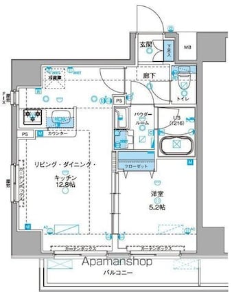 ジェノヴィア浅草Ⅲグリーンヴェール[1LDK/40.71m2]の間取図