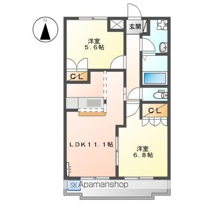 ＣＯＭＦＯＲＣＥ　ＫＯＢＥ　Ａ[2LDK/54m2]の間取図