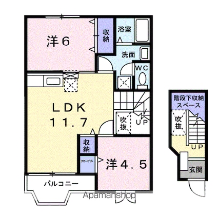 ベルデュール　Ｂ[2LDK/58.12m2]の間取図