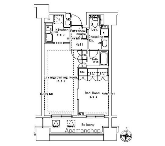パークアクシス御茶ノ水ステージ[1LDK/41.39m2]の間取図