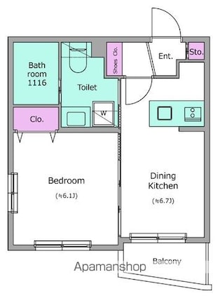 レジディア世田谷若林[1DK/30.3m2]の間取図