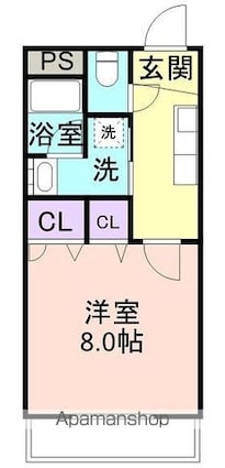 和歌山県岩出市西国分[1K/28m2]の間取図