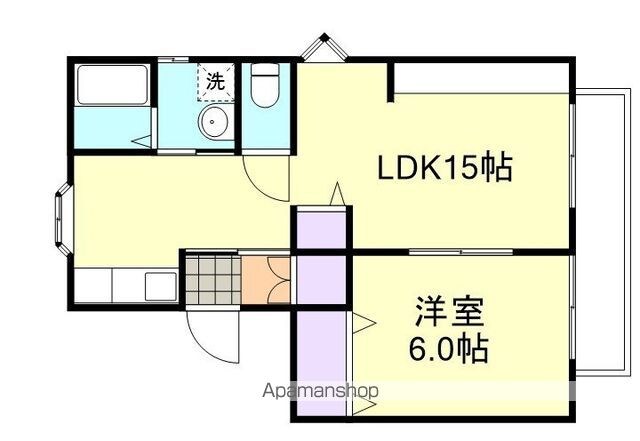 岡山県倉敷市福田町古新田[1LDK/45.75m2]の間取図