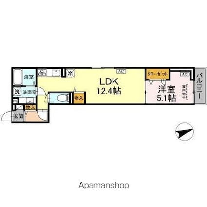 ＤーＲＯＯＭ八幡町[1LDK/41.6m2]の間取図