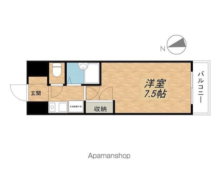 アイランド小野山[1K/23.1m2]の間取図