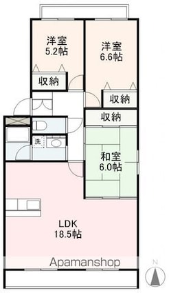 香川県高松市多肥下町[3LDK/79.54m2]の間取図