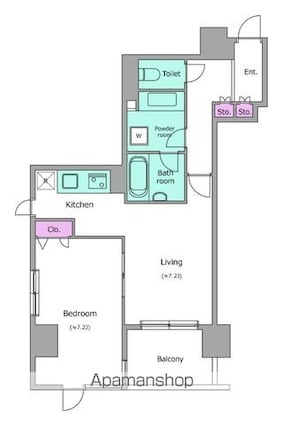 アーバンパーク麻布十番[1LDK/42.2m2]の間取図