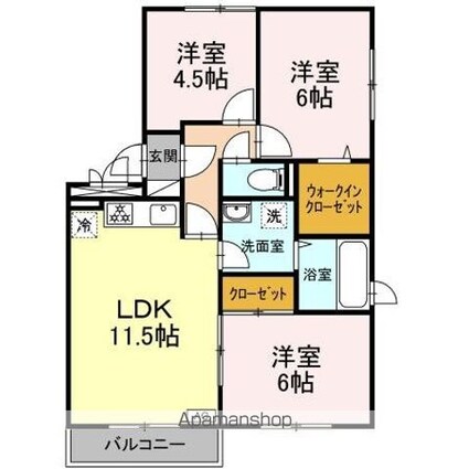 セジュールＭＥタケイシ　Ａ[3LDK/65.42m2]の間取図