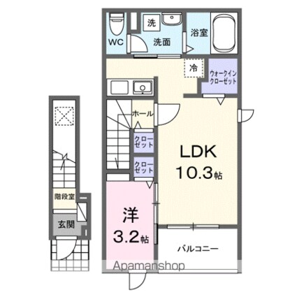 上月ハイツ[1LDK/37.63m2]の間取図