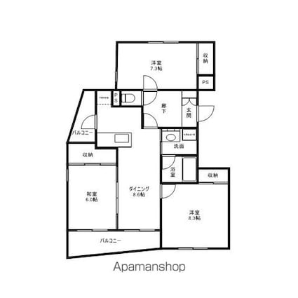 長野県長野市大字栗田[3LDK/80.7m2]の間取図