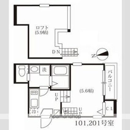 ハーモニーテラス黒門町[1K/19.51m2]の間取図