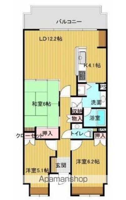 グランディア千舟[3LDK/75.04m2]の間取図