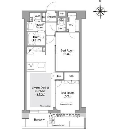 東京都文京区目白台３丁目[2LDK/53.7m2]の間取図