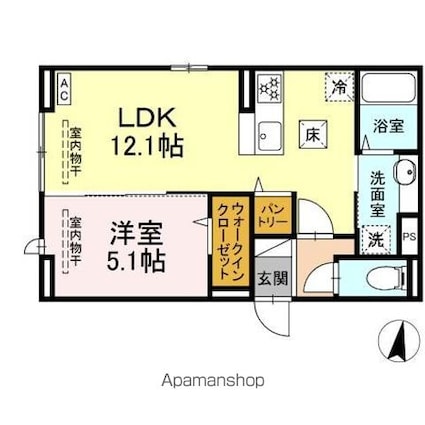 ベル・ポスト[1LDK/41.57m2]の間取図