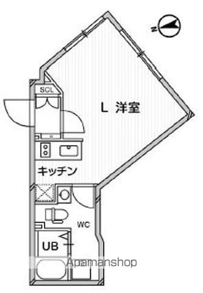 ルクレ東新宿（旧ＡＬＥＲＯ新宿）[1R/26.66m2]の間取図