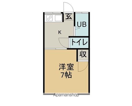 長野県長野市居町[1K/22.3m2]の間取図