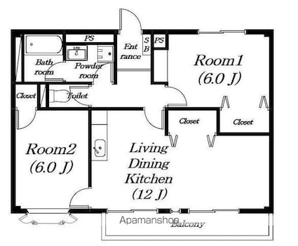 滋賀県大津市大江７丁目[2LDK/57.33m2]の間取図
