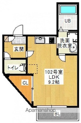 ＧＲＡＮＤＴＩＣ　ＣＯＺＹ青崎（グランティックコージー青崎）[1R/25.18m2]の間取図