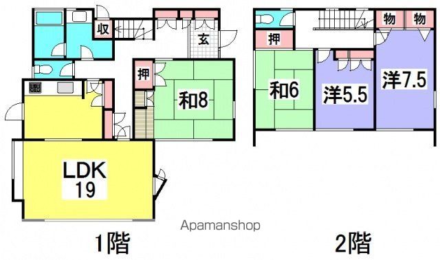 広島電鉄宮島線 商工センター入口駅 徒歩16分 2階建 築42年の間取り写真