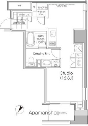 パークハビオ水天宮前[1R/40.73m2]の間取図