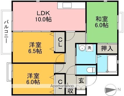 セゾン・メルヴェーユ夏棟　Ａ[3LDK/76m2]の間取図