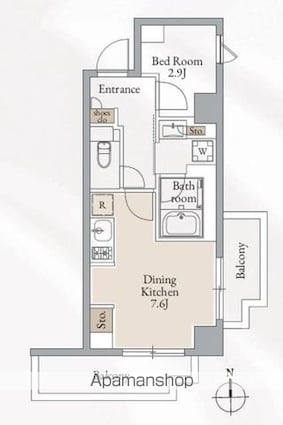 クロスレジデンス高田馬場[1DK/29.49m2]の間取図