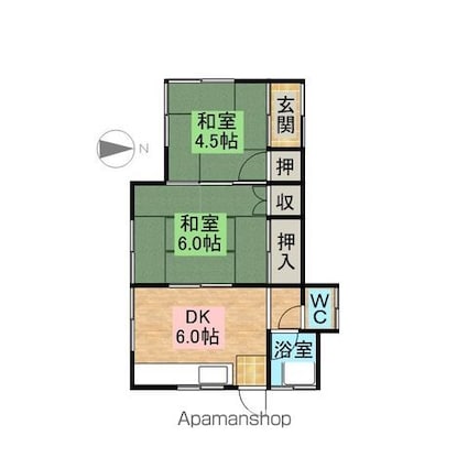埼玉県白岡市篠津[2DK/34.78m2]の間取図