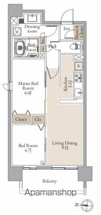レジディア仙台北四番丁プレイス[2LDK/53.84m2]の間取図