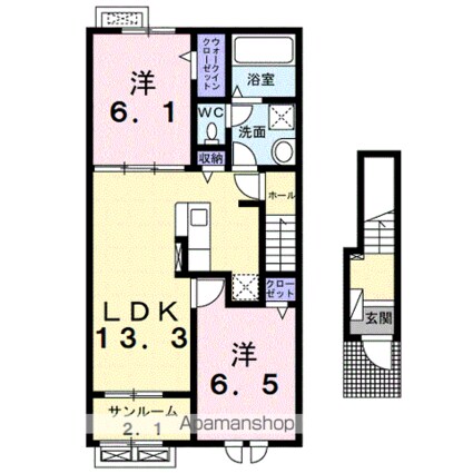 セイバリーＦ[2LDK/63.03m2]の間取図