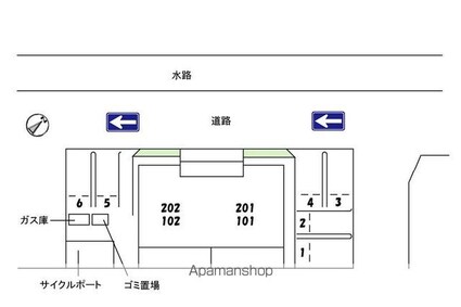 グランクロス沖野上Ｗ[1LDK/42.74m2]の配置図