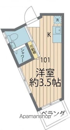 ポルシェ三鷹[1R/13.1m2]の間取図