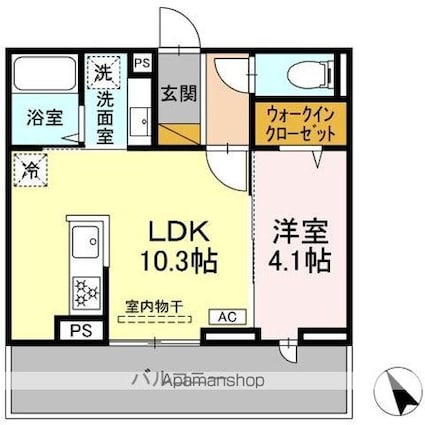 Ｎ・ＤーＲＯＯＭ　ＩＩＤＡＣＨＯＵ　Ａ棟[1LDK/35.05m2]の間取図