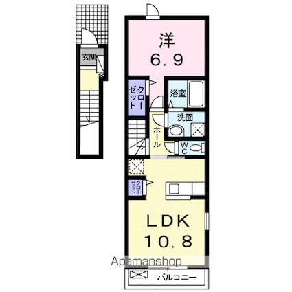 サニーヒルズＢ[1LDK/45.05m2]の間取図