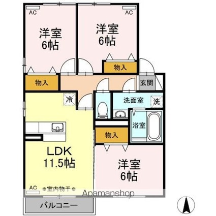 リビングタウン南仙北　Ｂ[3LDK/67.8m2]の間取図