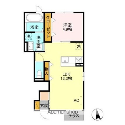 イリエール篠ノ井　Ｄ[1LDK/43.63m2]の間取図